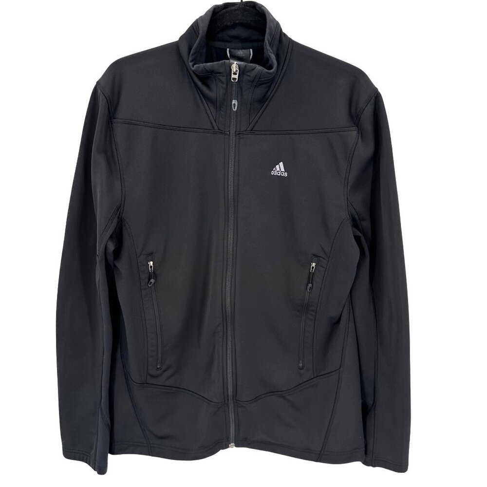 Adidas Black Full-Zip Mens Polyester Soft Shell Zipper Pockets Jacket Size L